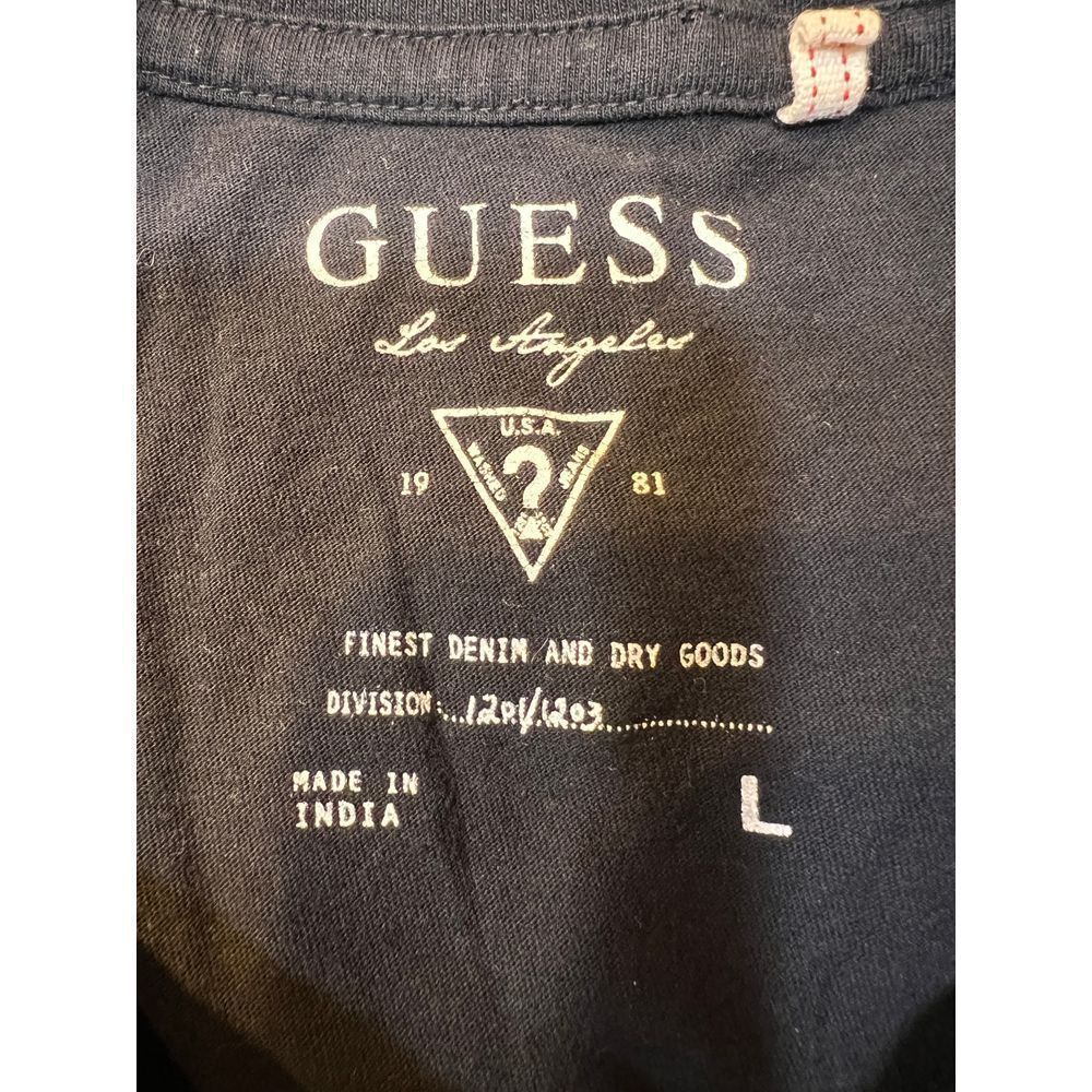GUESS Black Graphic T-Shirt Sun Burst Logo Vintage Style Cotton Casual Tee Sz L - Picture 11 of 14